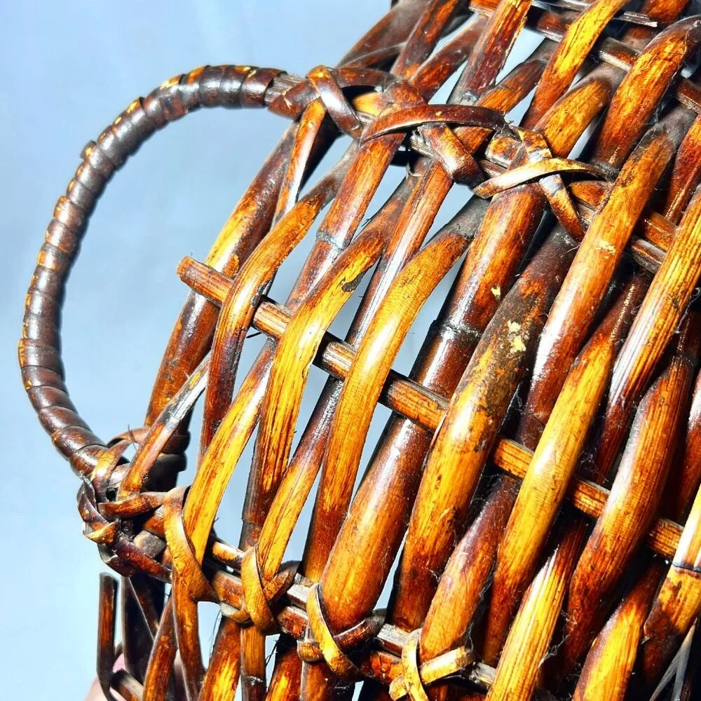 Large Floor Wicker Basket With Handles-!8